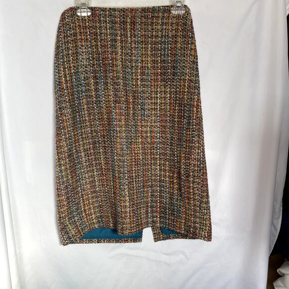 Coldwater Creek 8P skirt pencil tweed lined side zip browns multi-color - Picture 2 of 9